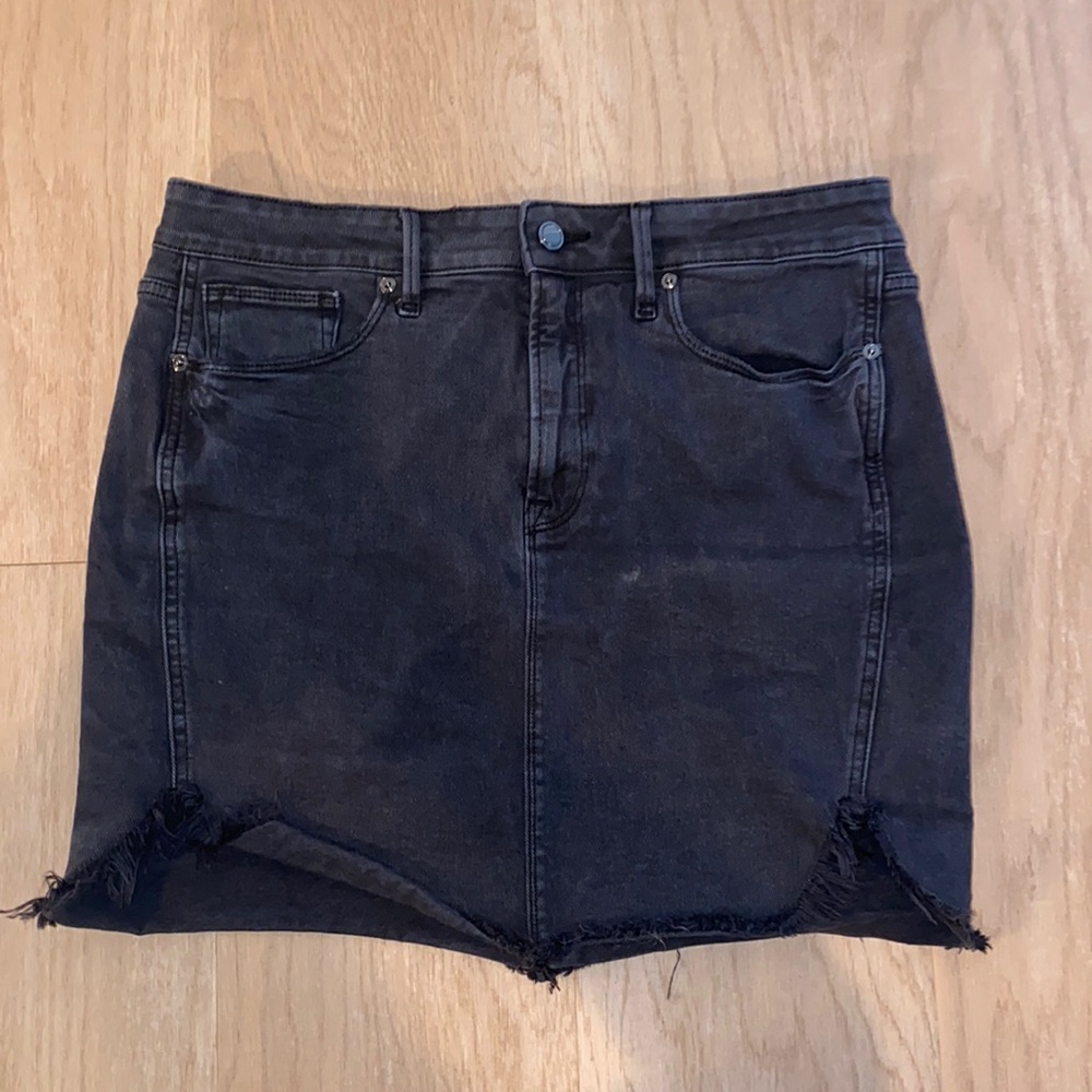 Good American Black Denim Mini Skirt
